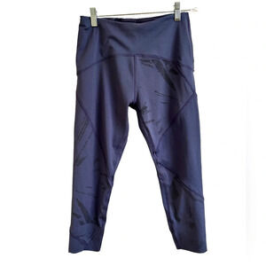 Unbranded Women’s Capri Leggings Size Sm Deep Blue Pattern Compression Pockets